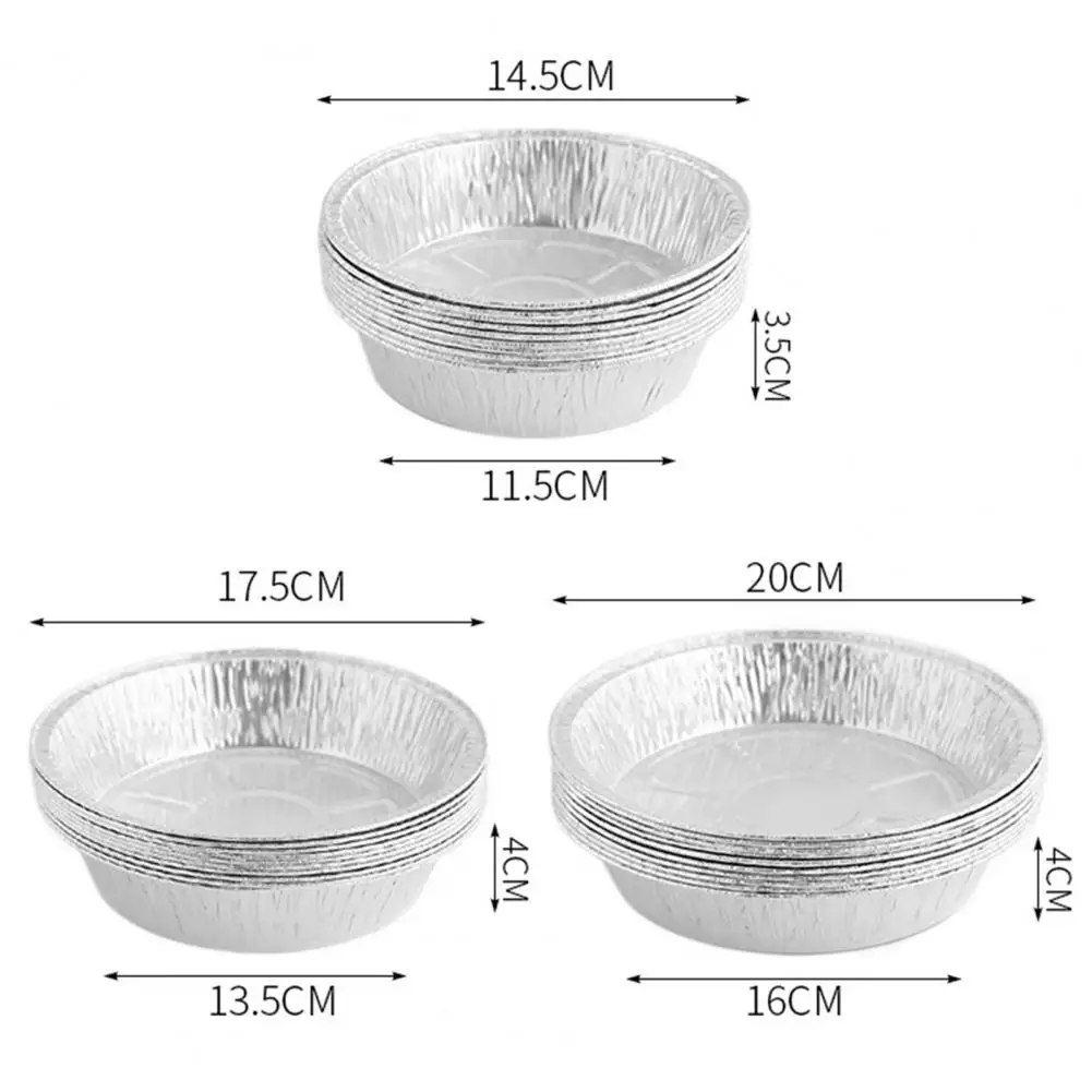 10Pcs Foil Bowl Oil-proof Heat-resistant Non-stick Stackable Recyclable Storing Round Meal Prep Aluminum Foil Pan for Barbecue Foil Bowl