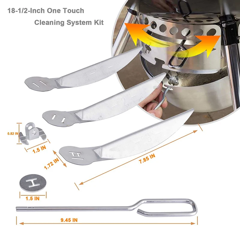 One-Touch-Reinigungs system Kit Design für Weber Kessel grill, für 7444 Weber Grill Ersatzteile, Stahl grill Zubehör – Detail 2
