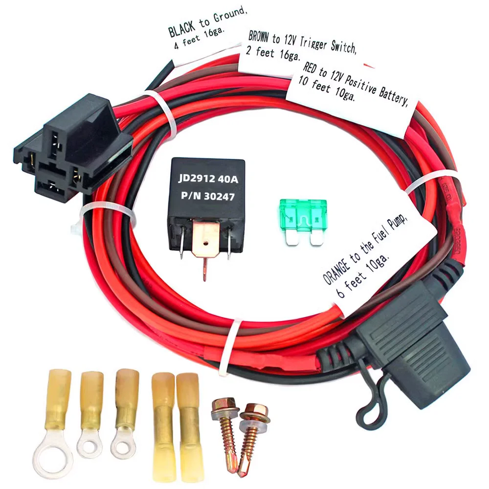 Electric Fuel Pump Relay Kit Fuel Pump Wiring Harness Kit Universal Fit 12V System P/N 30247