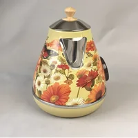 Bouilloire électrique avec décalcomanie de peinture rétro 1,7 l, eau bouillante avec thermomètre, mise hors tension automatique, théière en acier inoxydable 304 1850W 6