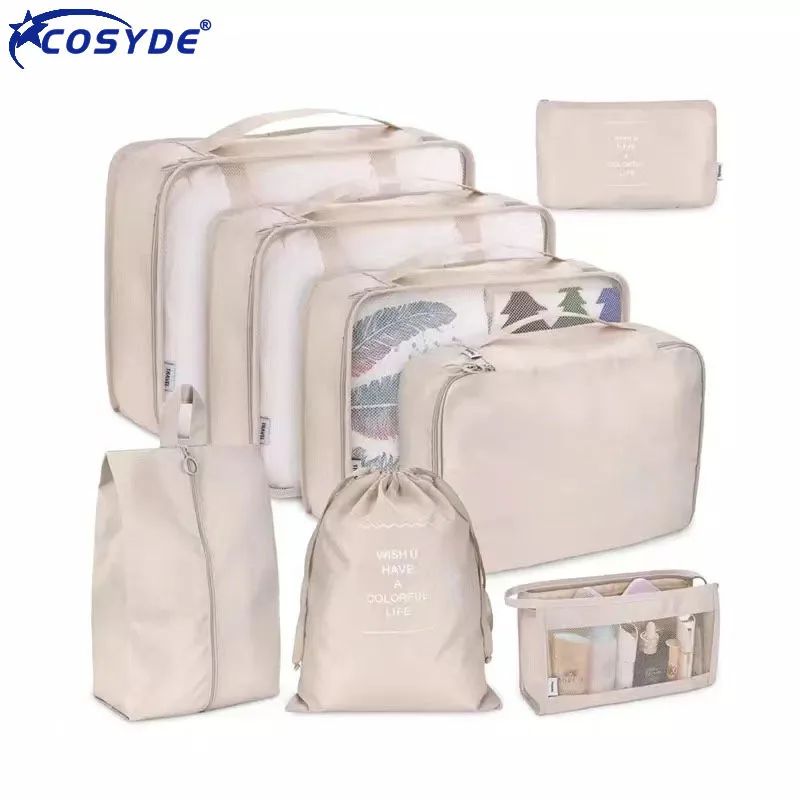 8Pcs/set Travel Clothes Classification Storage Bag For Packing Cube Shoe Underwear Toiletries Organizer Pouch Travel Accessories
