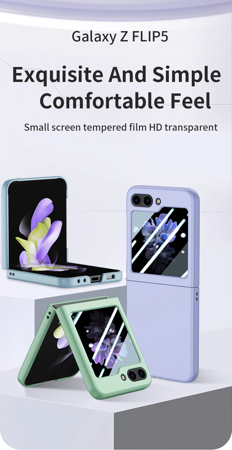 Handyhülle für Samsung Galaxy Z Flip 5 5G mit rückseitigem Glasschutz aus Kunststoff_voghion.com