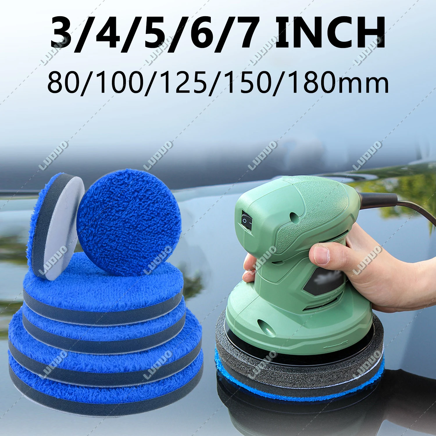 3" 4" 5" 6" 7" Microfiber ing Polishing Pads Wool Sponge for Car Detailing Auto Cleaning Headlight Polishing Waxing Coating
