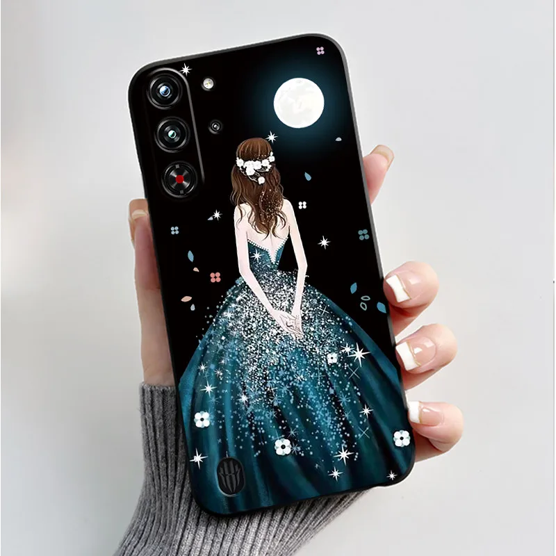 Soft Silicone Black Shell with Cute Flower Design - Protective Case