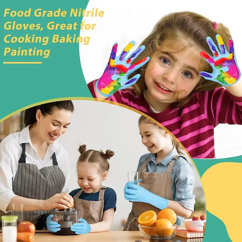 20/50PCS Kids Disposable Gloves Nitrile Gloves for Students Children Painting Crafting Household Cleaning Kitchen DIY Gloves images - 6