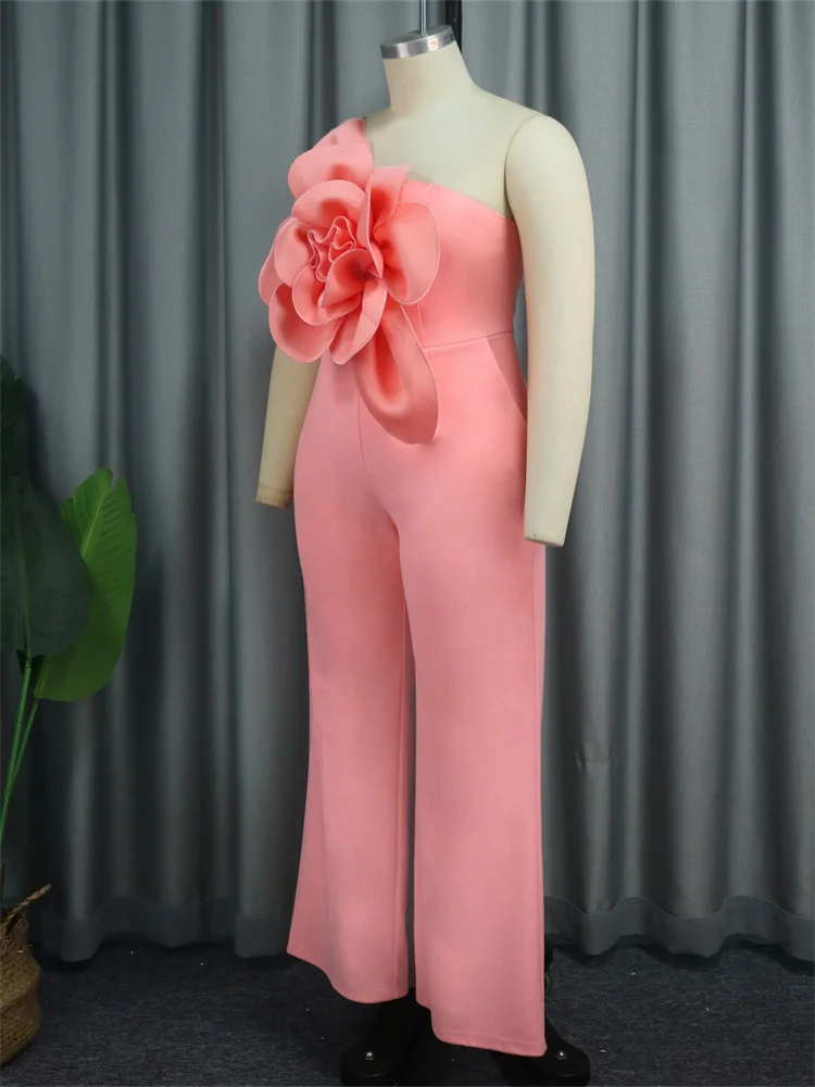 Wmstar Women Jumpsuit Flowers Single Sleeved Luxry African Romper New in Summer Fashion Street Wear Wholesale Dropshipping 2025