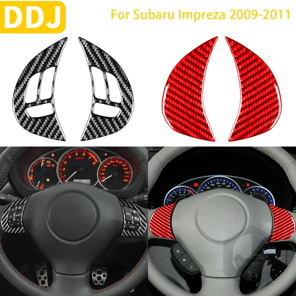 For Subaru Impreza 2009 2010 2011 Accessories Carbon Fiber Car Interior Steering Wheel Button Cover Trim Sticker Decoration