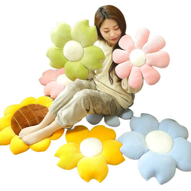 

Симпатичная плюшевая подушка в виде растения, Реалистичная подушка для сиденья в виде подсолнуха, хлопковая подушка в виде цветка вишни, милый декоративный подарок для детей на Рождество
