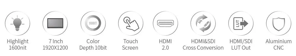 S7 12G-SDI HDMI2.0 Camera Field Monitor 7 inch 4K HDMI HDR/3D LUT 16:10 IPS Pane