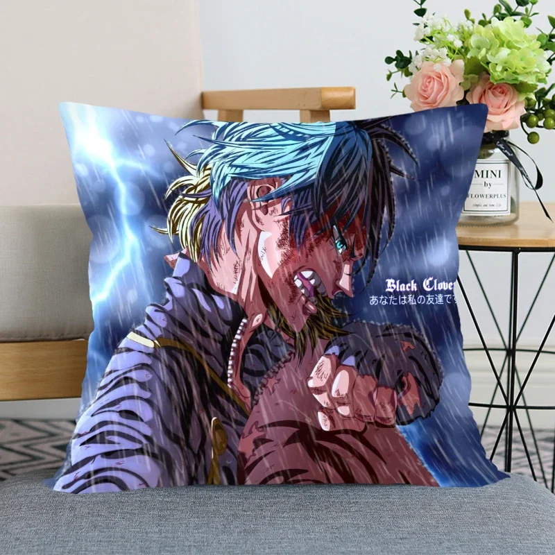 Black Clover Anime Pillowcase Square Zipper 40x40,45x45,50X50CM