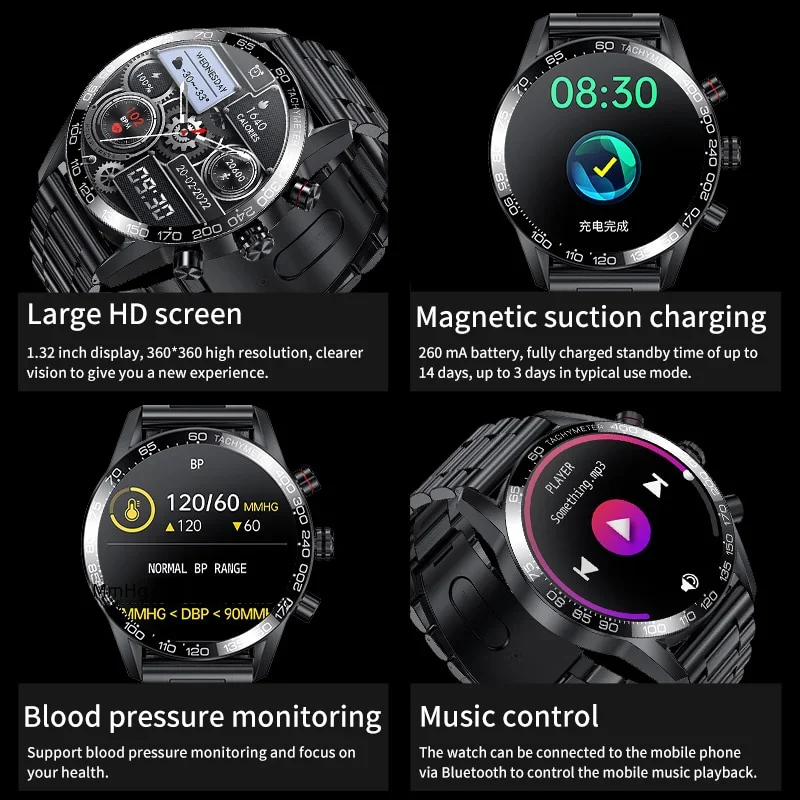 Lige 360 AMOLED HD Screen Watch for Men Smart Watch Bluetooth Calling Smartwatch Fashion Business Clock New Smartband Man smart watch