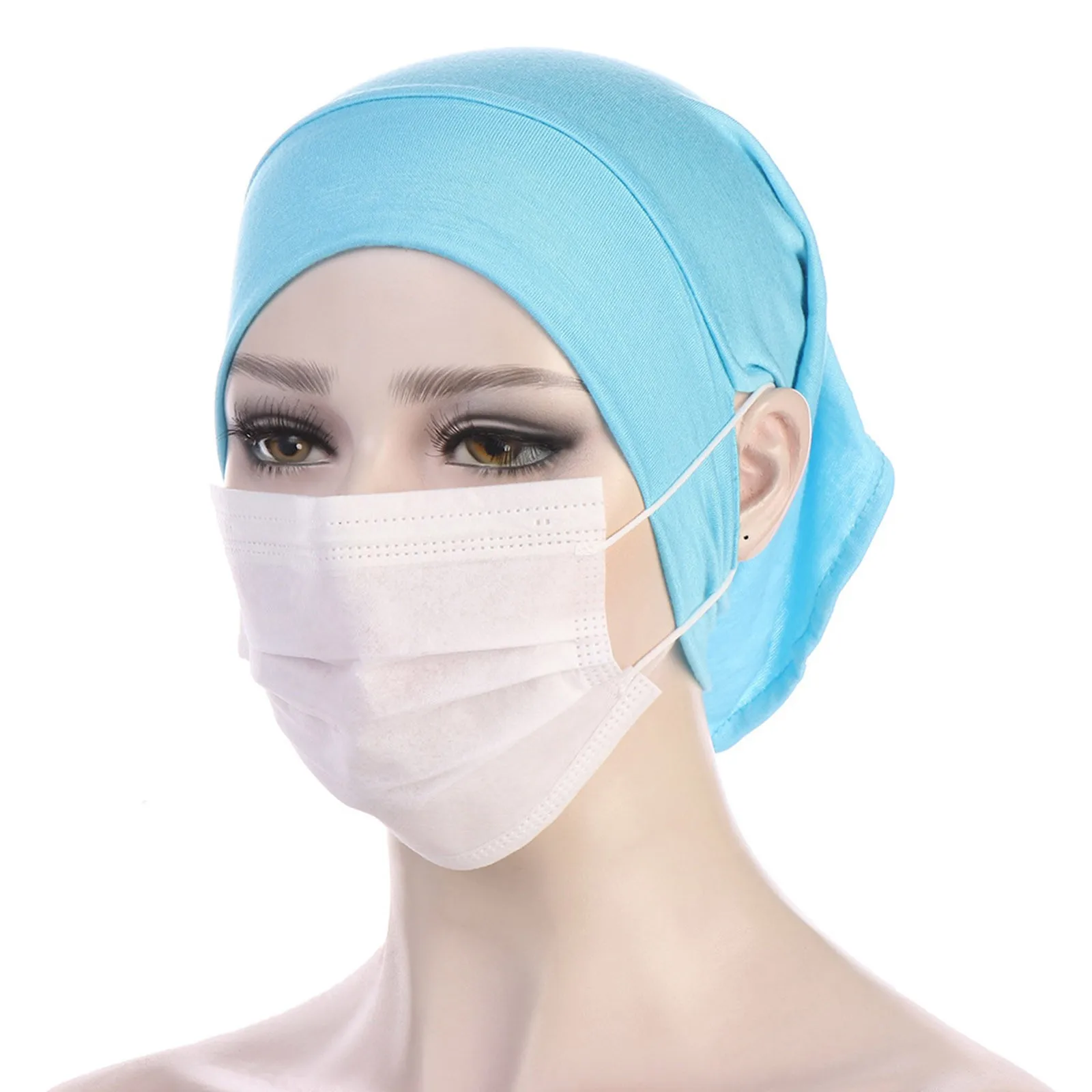Muslim Hijab Undercap With Ear Hole Underscarf Inner Cap Hijabs Bonnet Caps Turban Under Cap With Ear Cut Outs For Plane Hat