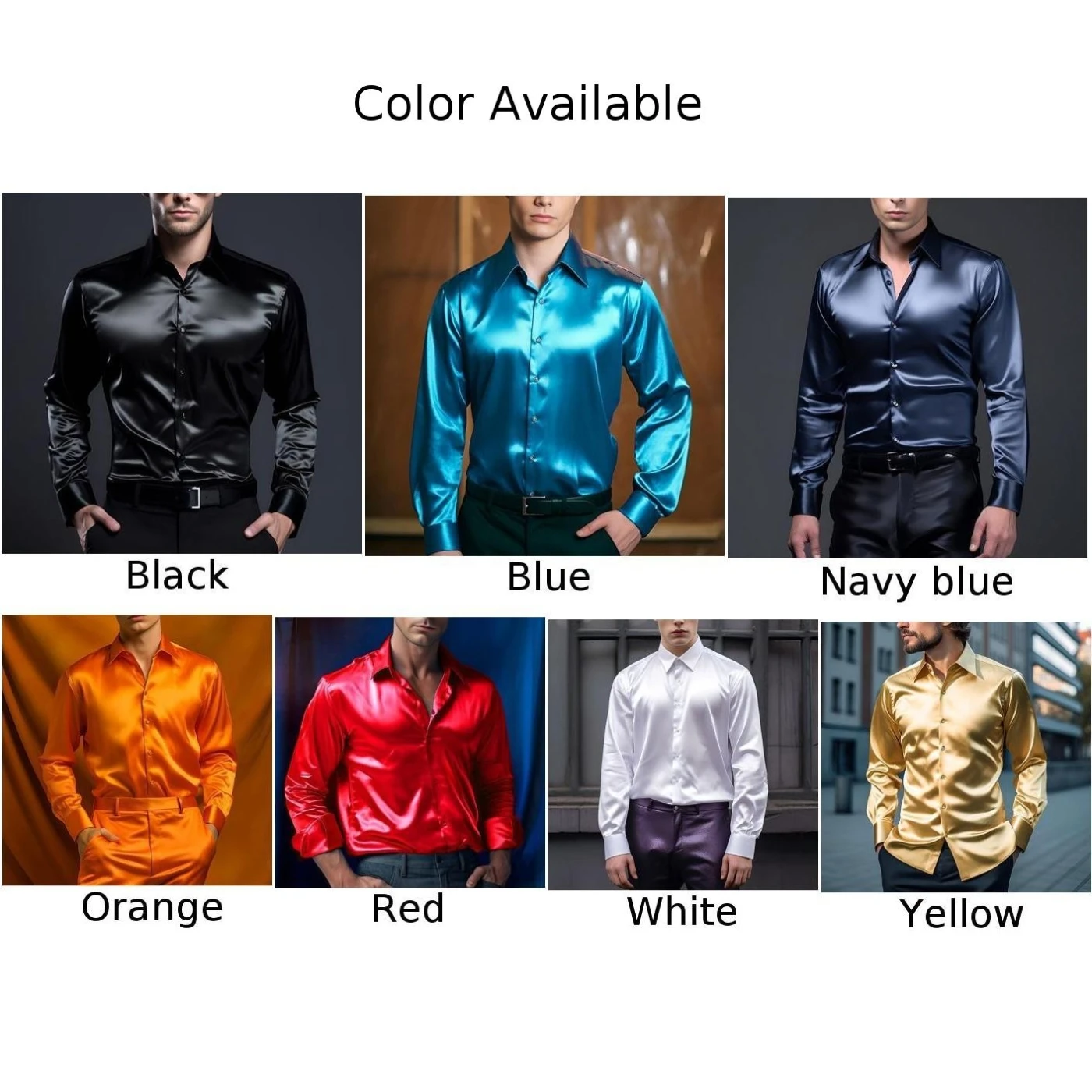Stylish Satin Silk Men's Dress Shirt Slim Fit Long Sleeve Perfect for Parties and Special Events (106 characters)
