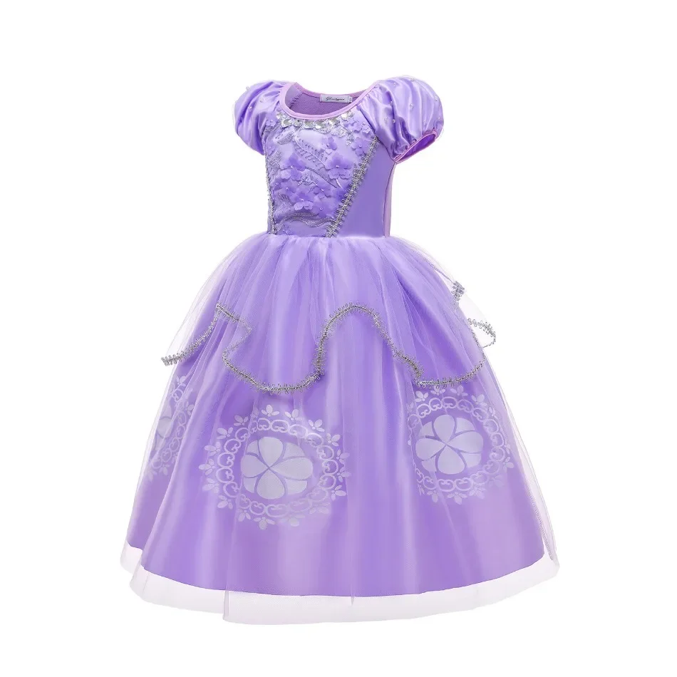 Cartoon Sophia die Erste Anime Kostüm Mädchen Prinzessin Kleid Floral Floral Applikationen Ballkleid Kinder Karneval Sofia Cosplay Roben – Detail 13