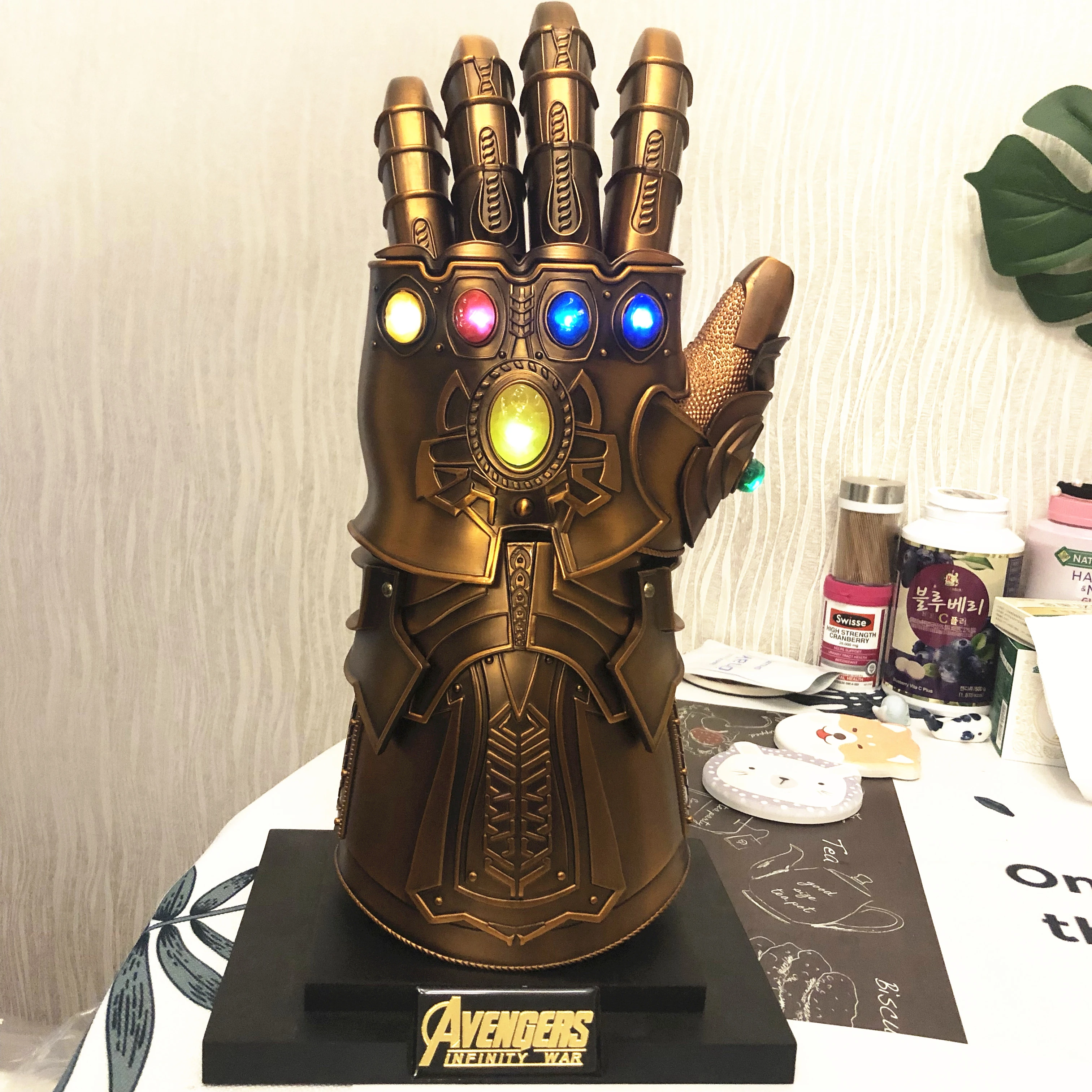Superhero Scale Wearable Full Metal Thanos Infinity Gauntlet Gloves With Led Light Stand Cosplay Costume Party Toy - Action Figures - AliExpress