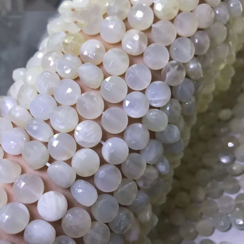 Faceted 6/8/10/12mm White Gleamy Rainbow Moonstone Round Gems Loose Beads 15''