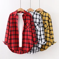 Fresh Flannel Plaid Shirt Women 2025 New Female Blouses and Tops Cotton Loose Long Sleeve Casual Shirts Fine Women's Clothes - Image 2