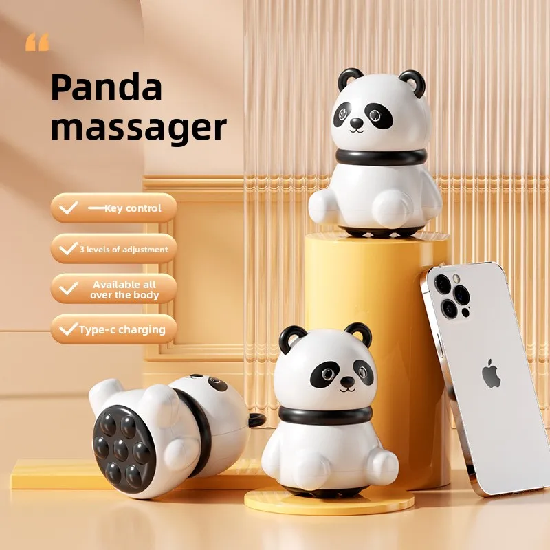 Panda Electric Massager for Neck & Abdomen, 3-Mode Vibration with Portable Charging Design, Cute Stress Relief