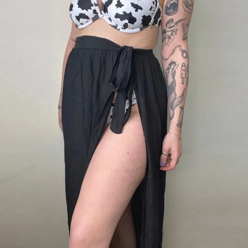 13 Colors Summer Beach Style Long Skirts for Women Casual Split Up Bowknot Black Maxi Skirt White Holiday Sea Sashes Skirt XL dutch golden age floral painting mini skirt school skirt woman skirts summer dress