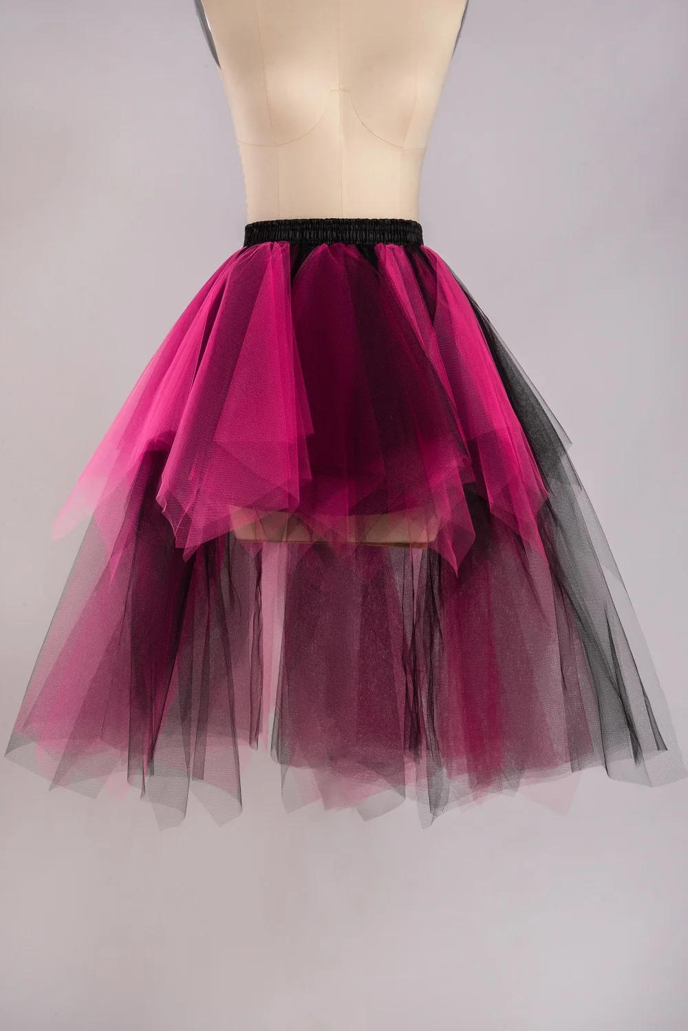 Tutu-Röcke, Tüll, hoch niedrig, Petticoat, Damen, unregelmäßig, plissiert, Bustle, Fancy Dance, Pettiskirt, Cocktailparty, Schwarz, Fuchsia, Blau – Detail 23