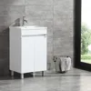 20 Inch Free Standing Bathroom Vanity Cabinet with 2 Doors Undermount Resin Sink and Chrome Faucet Combo White 3