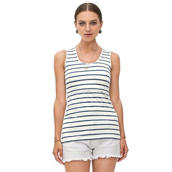 Maternity Women Sleeveless Striped Nursing Tank Tops Breastfeeding Shirts Yoga Pilates Workout Vest Casual Daily Wear Homewear