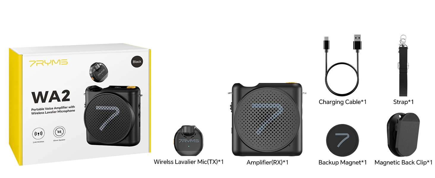7RYMS WA2 Voice Amplifier with Wireless Lavalier Microphone description image 14