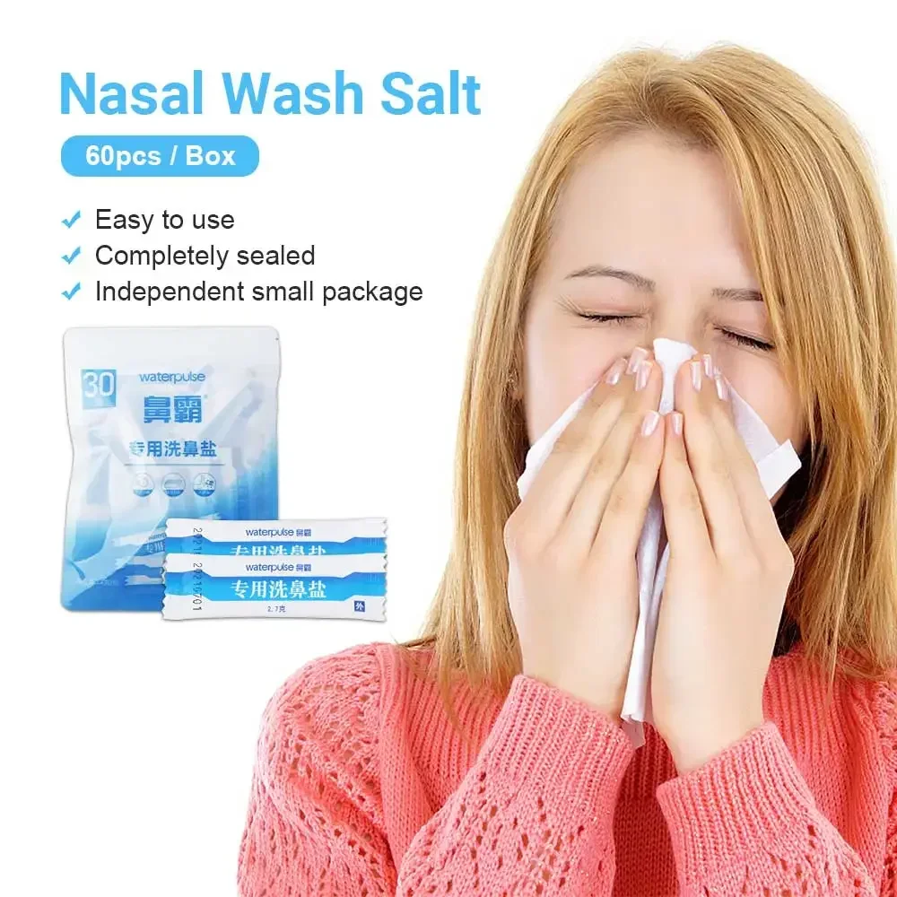 60PCS 2.7g 4.5g Nose Cleaner Salt Nasal Rinse Salt Allergies Relief Washing Rinse Nasal Wash Packs Irrigator Accessories nasal irrigator set