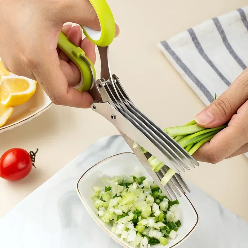 Seaweed shredder multi-layer cooking scissors kitchenmulti-functional stainless steel three-layer five-layer green onionscissors 3