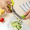 Seaweed shredder multi-layer cooking scissors kitchenmulti-functional stainless steel three-layer five-layer green onionscissors 3