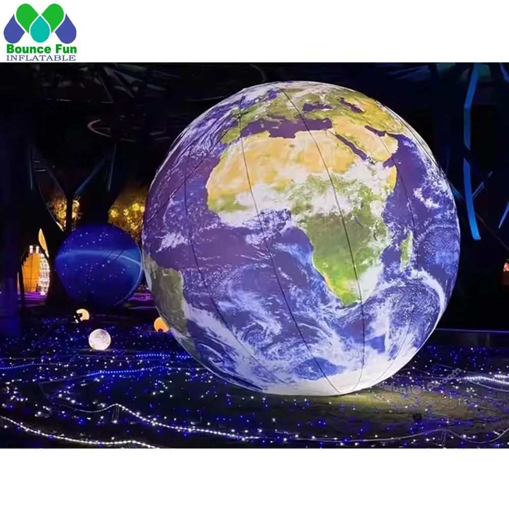 

Airtight PVC Inflatable Earth Ball With Led Lights Giant Inflatable Earth Globe Solar System Planet Balloon For Party Decoration