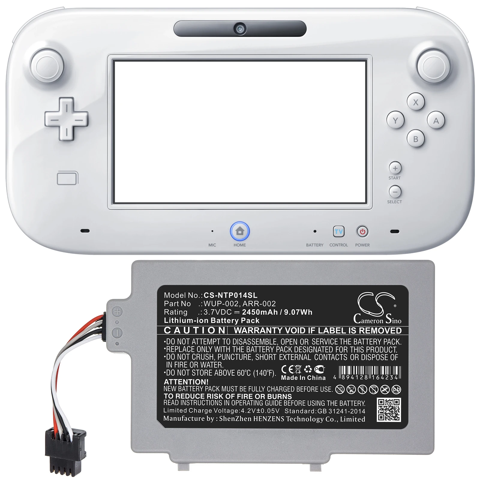 Batteria Cameron Sino 2450Mah Per Nintendo Wii U 8G Wii U 8G Gamepad Arr-002 Wup-002