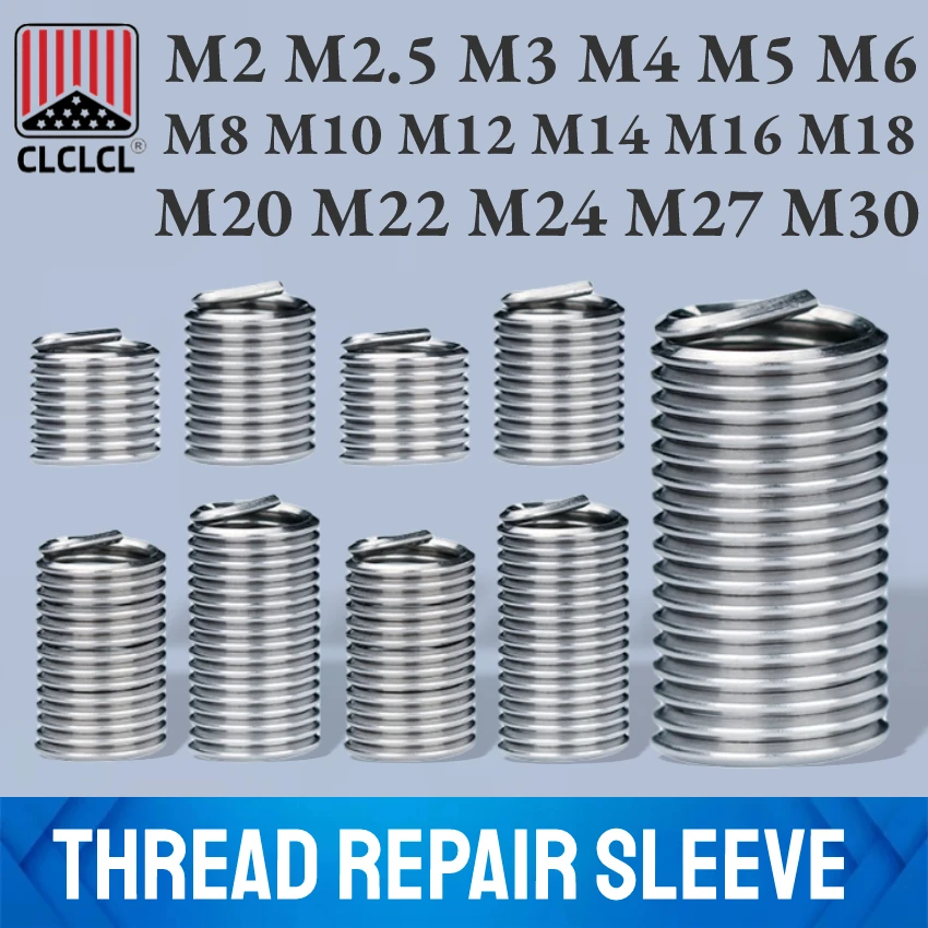 M1.6M2M2.5/M3/M4/M5/M6/M8-M24Stainless Acciaio 304 Filo Filettatura Inserto Manicotto A Vite Boccola Helicoil Filo Filettatura Riparazione Inserts264