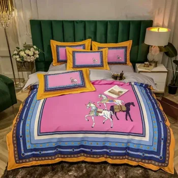 Stile retrò europeo, set di biancheria da letto in microfibra, biancheria da letto per bambini con copripiumino con decorazione per la camera con cerniera per adolescenti adulti 3 pezzi