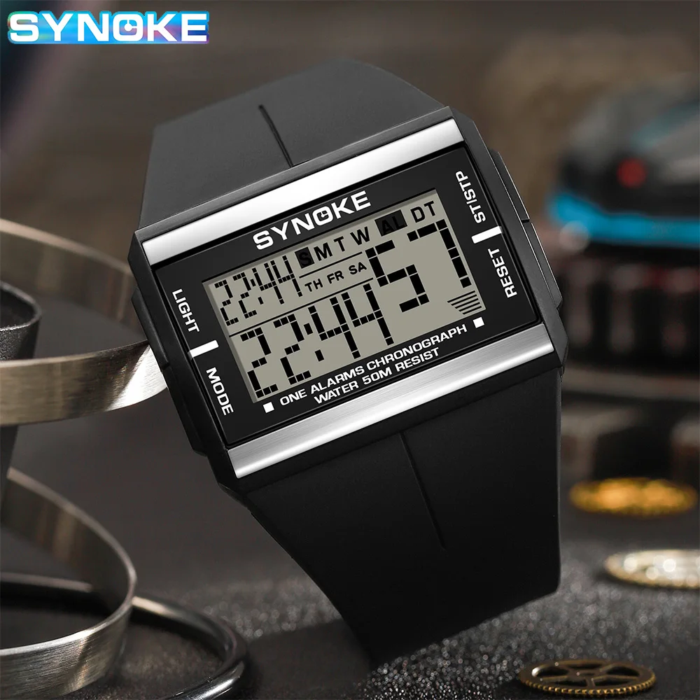 Rugged Outdoor Men's Digital Sports Watch - Retro Design, Waterproof, Multifunctional with Luminous Display