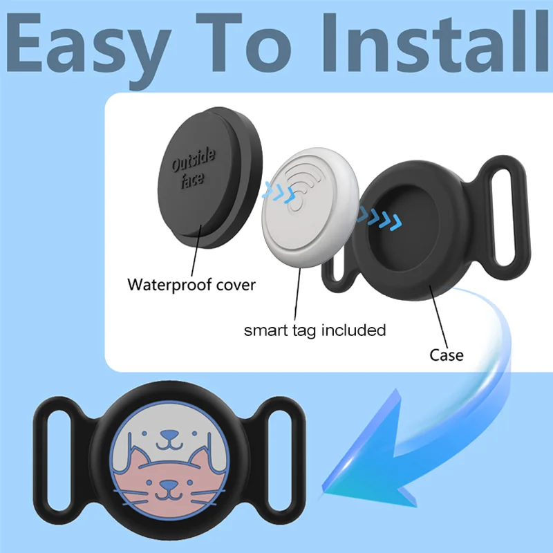Pets Anti-lost Smart Tag Set With Protective Waterproof Cover Cute Global Real Time Positioning Tracker For IOS Device Locator
