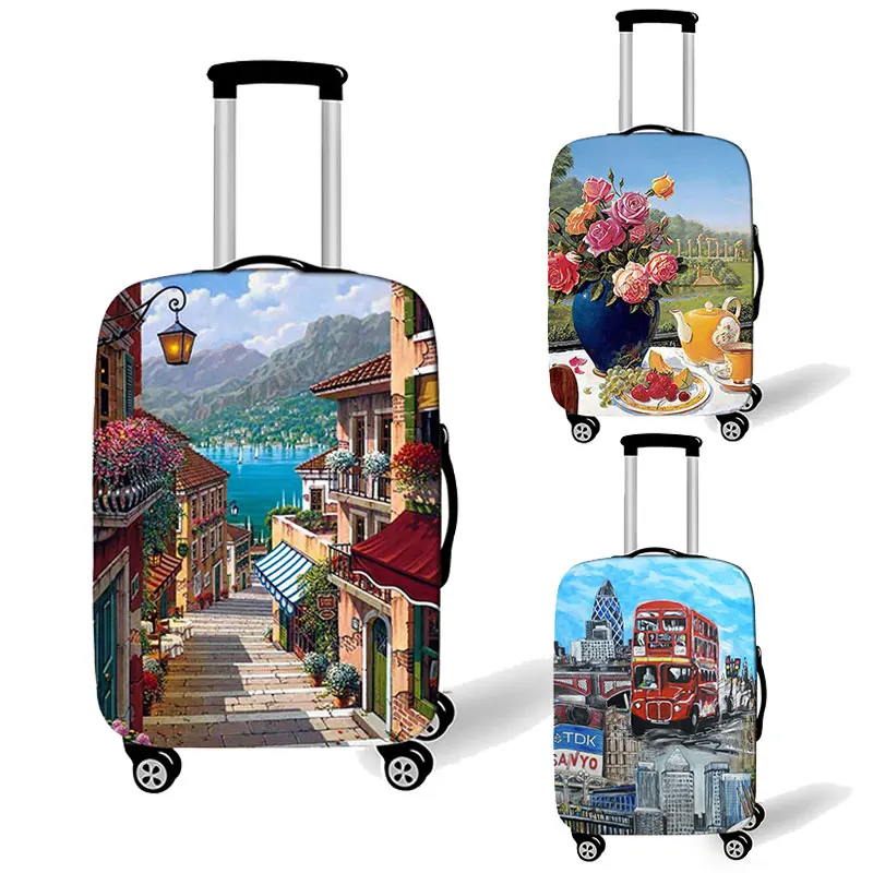 

Beautiful Scenery Eiffel Tower Luggage Covers for Travel London Landscape Suitcase Cover Elastic Trolley Case Protective Cases