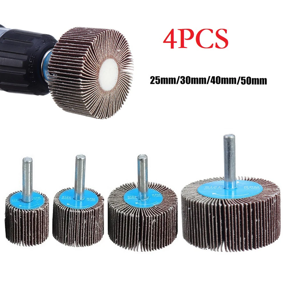 Emery Cloth Sanding Flap Wheel 4pc 80Grit With 6mm Mandrel Rod Abrasive Sandpaper Polishing Tools 25 30 40 50mm For Rotary Tool abrasive wheel,sanding flap disc