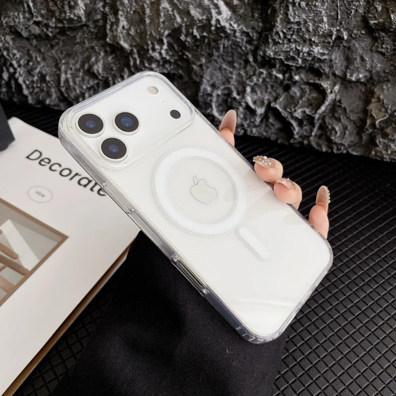 Sleek Transparent Magnetic Phone Case with Wireless Charging Support