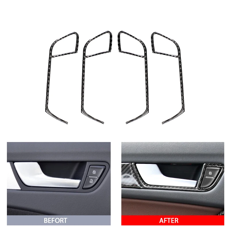 

4 шт., наклейки на дверную ручку из углеродного волокна для Audi A4 B8 2010 2011 2012-2016
