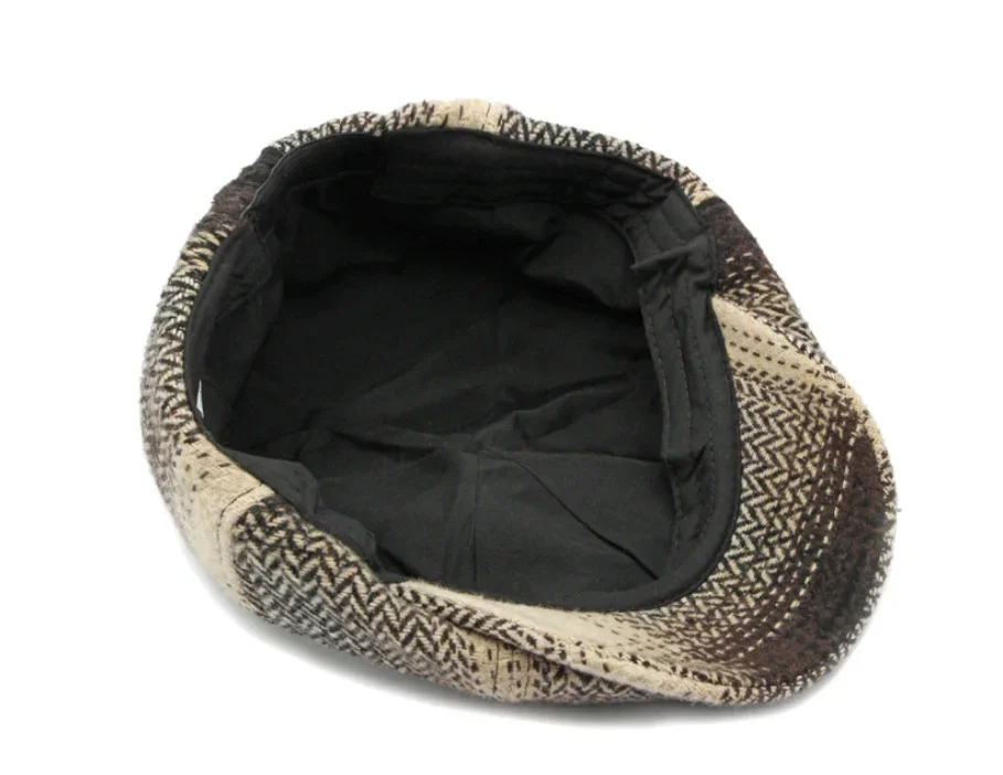 Men and Women Retro Octagonal Newsboy Cap Beret Hat Thickened Knitted Duck Tongue Painter Hat Plaid Street Forward
