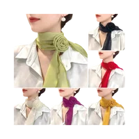 Stylish Luxury Chiffon Scarf Trendy Versatile Detachable Rose Decor Neck Scarf Elegant Sunscreen Hijabs For Women Girls Gifts