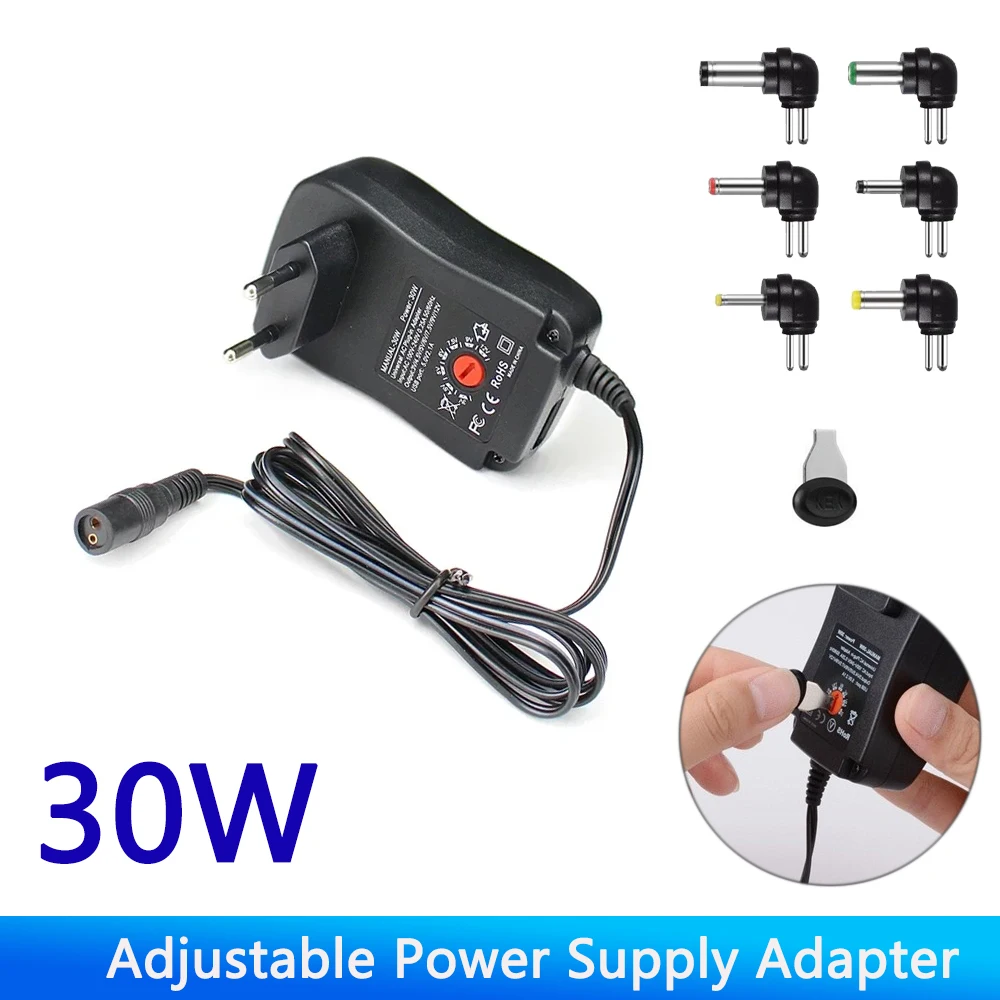 30W Universal Adapter AC 100-240V DC 3V 4.5V 5V 6V 7.5V 9V 12V แหล่งจ่ายไฟอะแดปเตอร์ EU/US ปลั๊กสําหรับ LED Light Strip 1