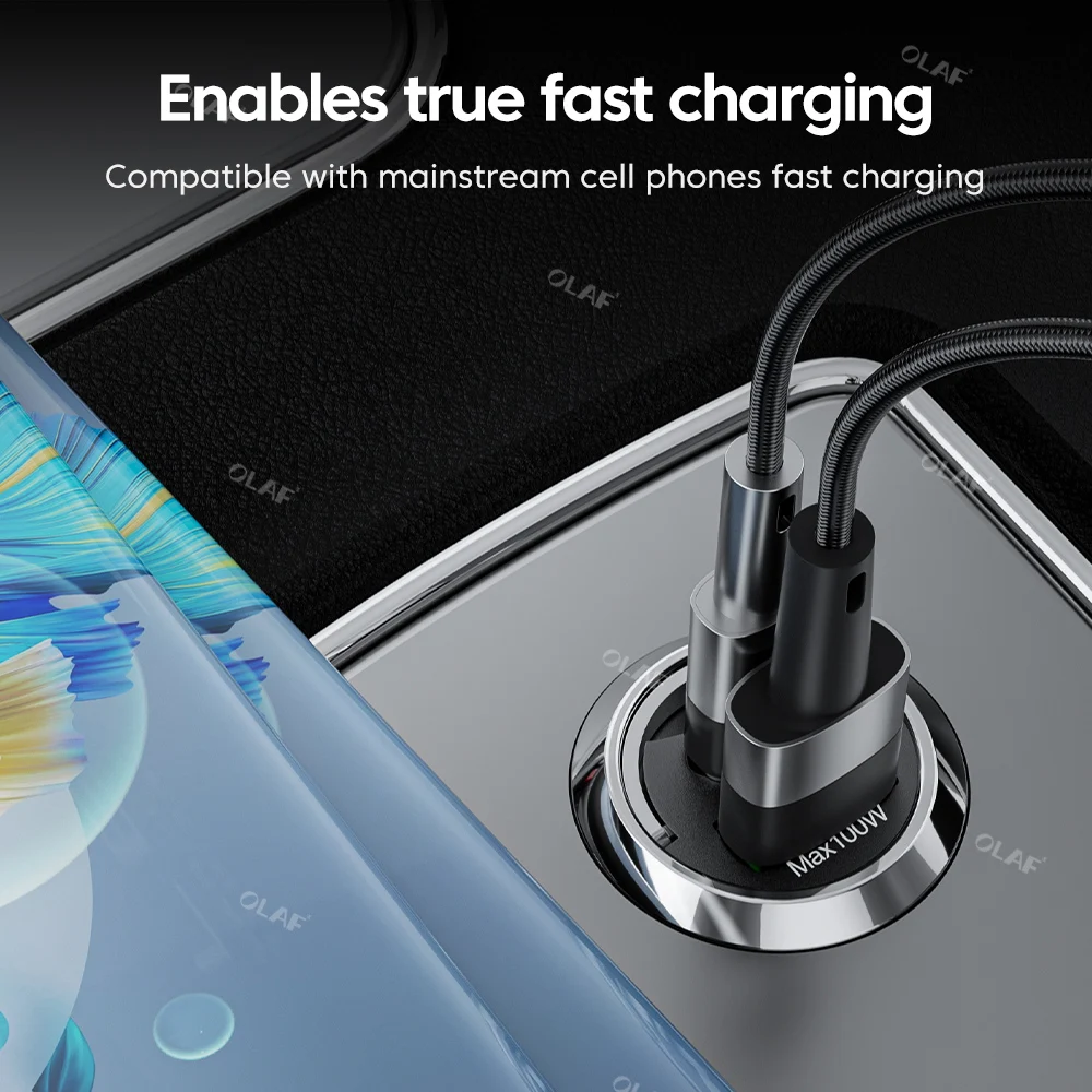 Mini Phone Charger Phone Charger Adapter Phone Charger Car Charger Car Phone Charger Mini 100W USB Car Charger Type C QC3.0 PD Fast Charging For iphone Samsung Huawei Xiaomi