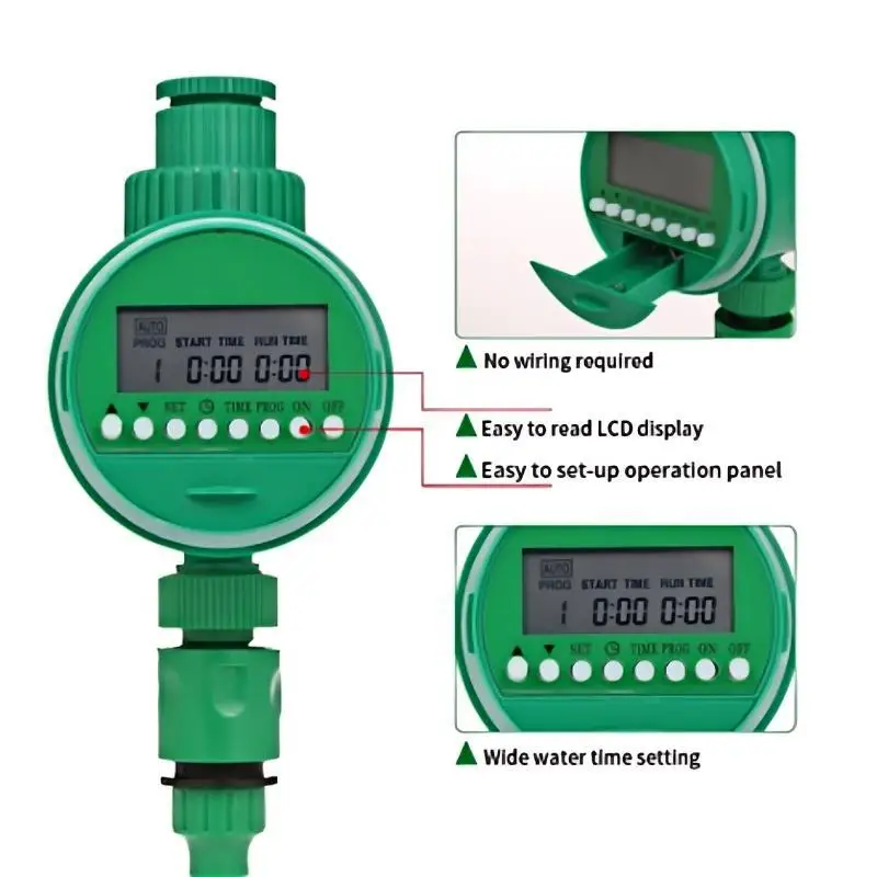 Automatic Garden Irrigation Timer LCD Display Waterproof Programmable Watering C