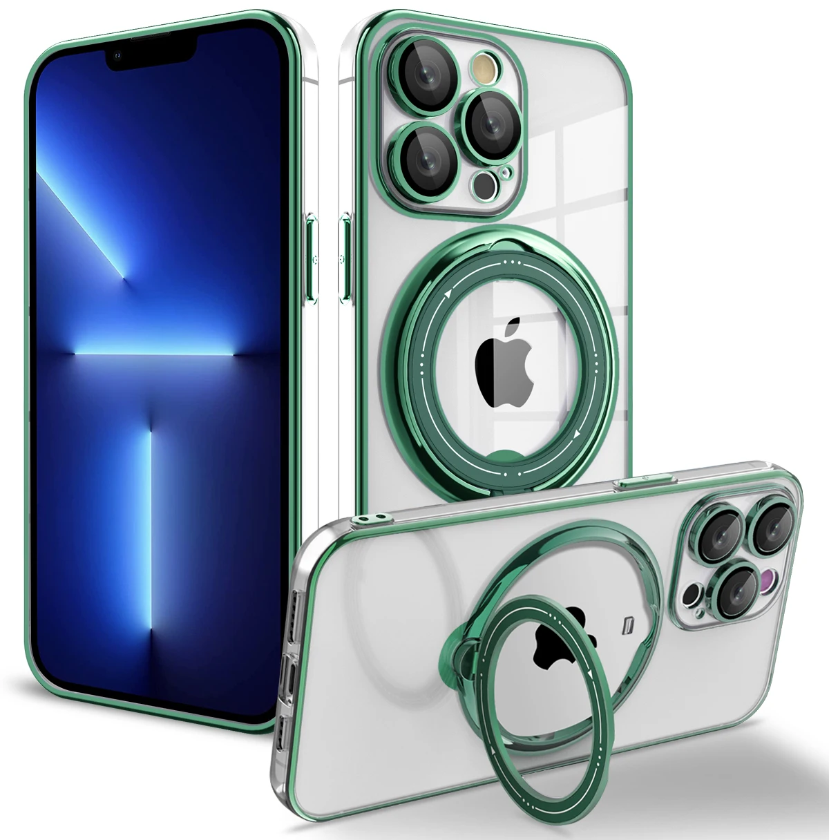 thumbnail image 1 of 360 Rotating Bracket Ring Holder Car Mount Case for iPhone 15 14 13 12 11 Pro Max Magsafe Magnetic Wireless Charging Clear Cover, 1 of 5