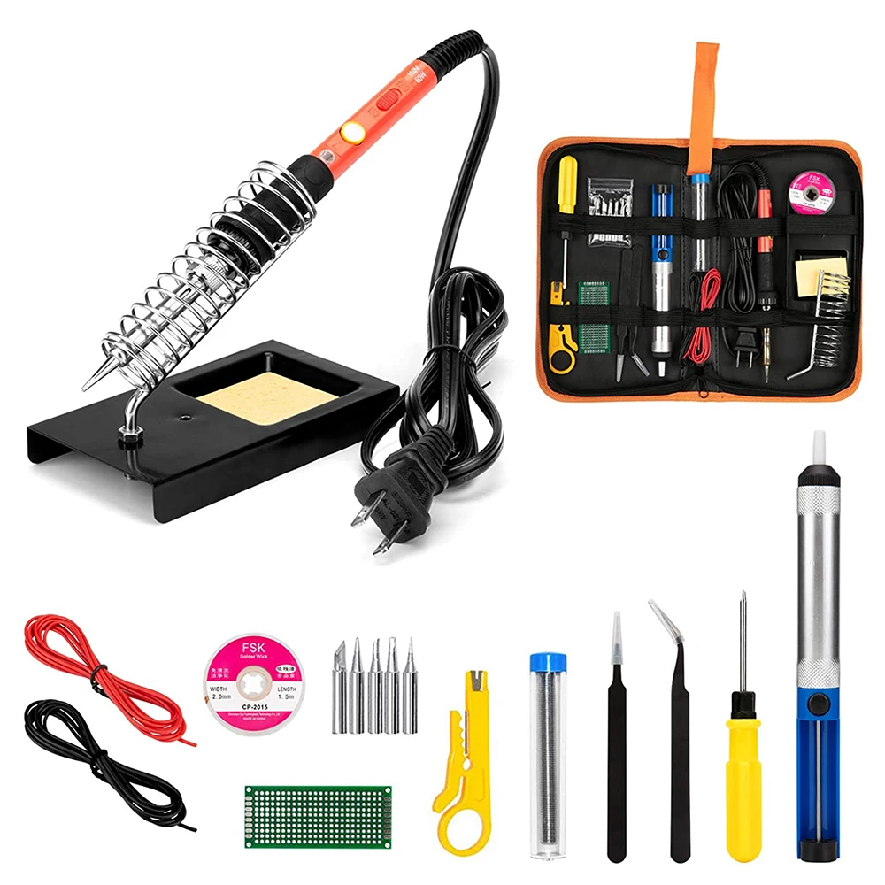 60W Digital Electric Soldering Iron Kit Set Temperature Adjustable 110V Welding Tool Ceramic Heater Soldering Tips Rework soldering stations Welding Equipment