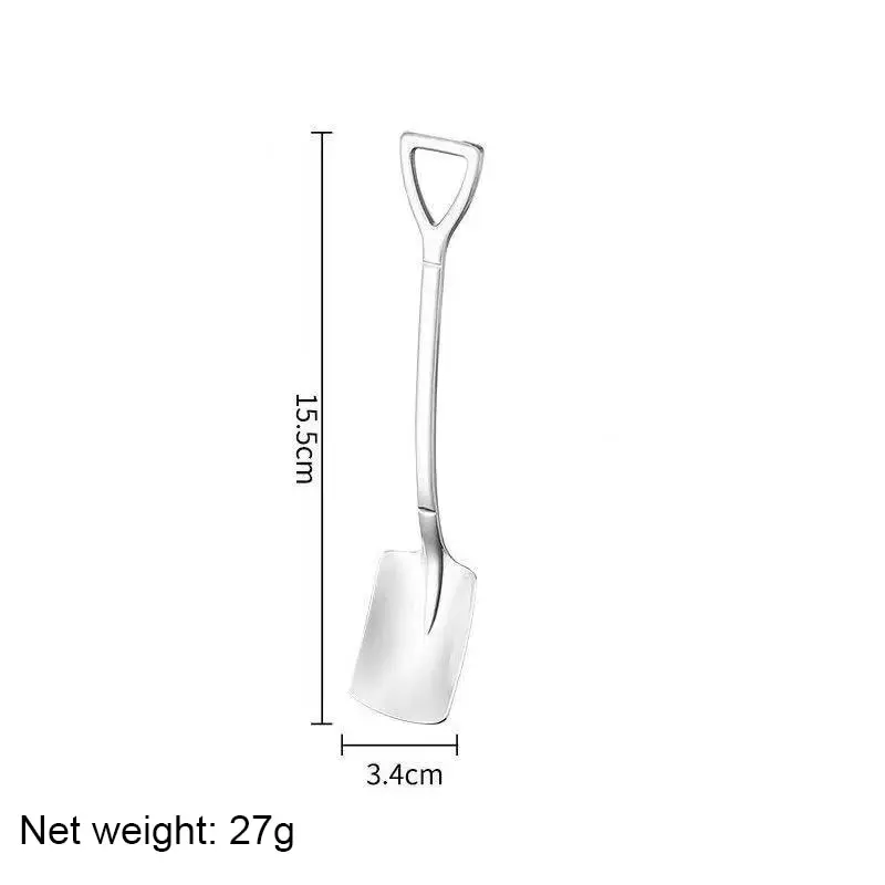 4Pcs/set Shovel Spoons Stainless Steel TeaSpoons Creative Coffee Spoon For Ice Cream Dessert Tableware Scoop Cutlery Set 2