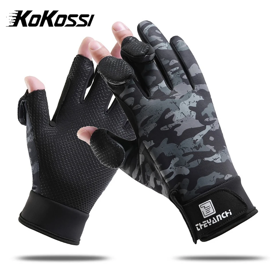 Gants pêche hiver KoKossi imperméables chauffants écran tactile - gants polaire doigts ouverts