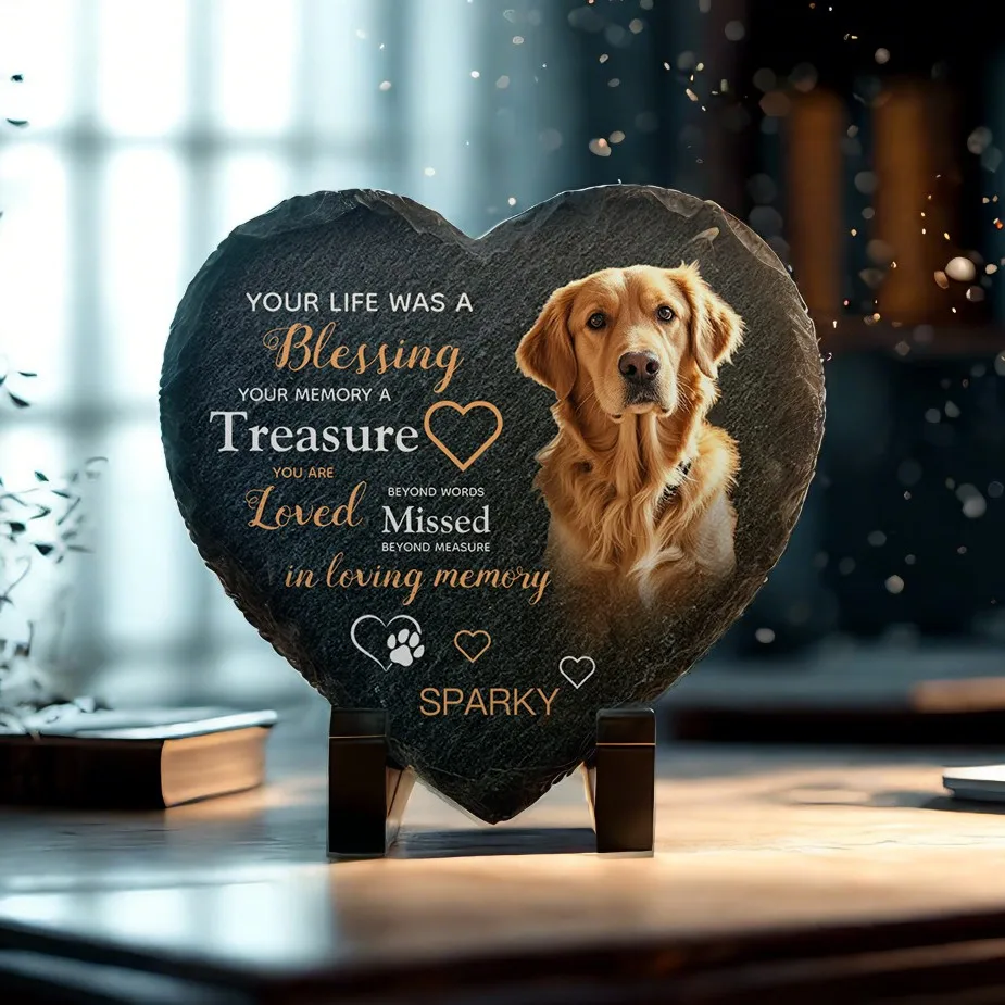 Pet Memorial Stones with Photo Personalized Cat Dog Grave Stones Birds Memorial Gifts Home Ornament Funerary Plaque Tombstone